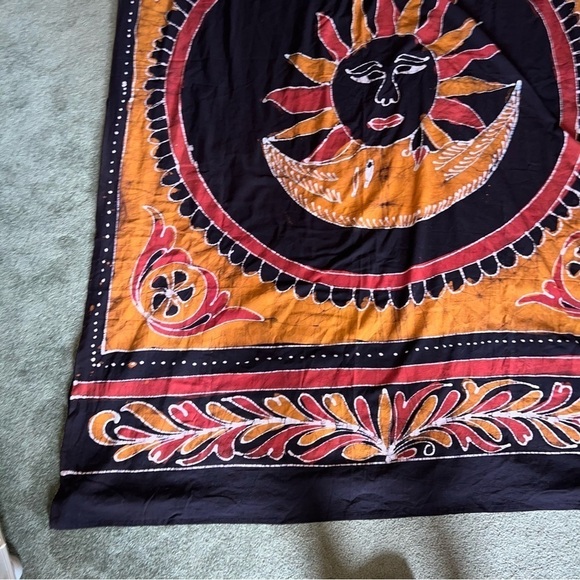 Gypsy Rose Sunshine Tapestry Black Orange Red 85x53” - Picture 6 of 9
